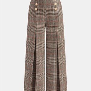 Commense Checkered Wide-Leg Pants - Brown and Black